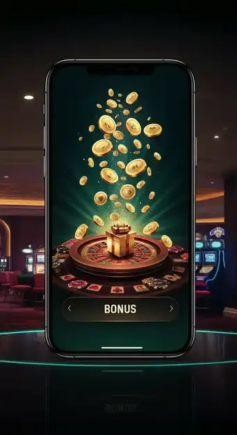 Présentation des différentes offres de bonus et promotions disponibles chez Unique Casino, avec des symboles de gains et tours gratuits.